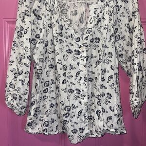 GAP Navy and White Floral Blouse